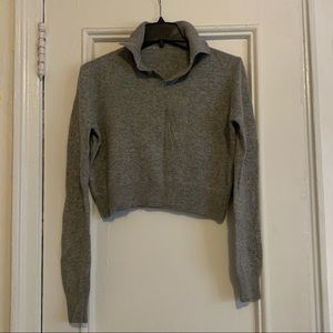 brandy melville light gray cropped polo sweater